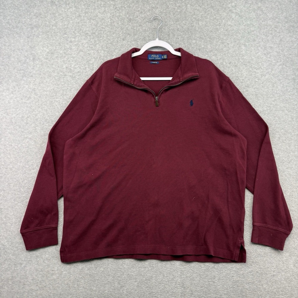 POLO RALPH LAUREN Men's XL Maroon Estate Rib Quarter Zip Pullover Preppy